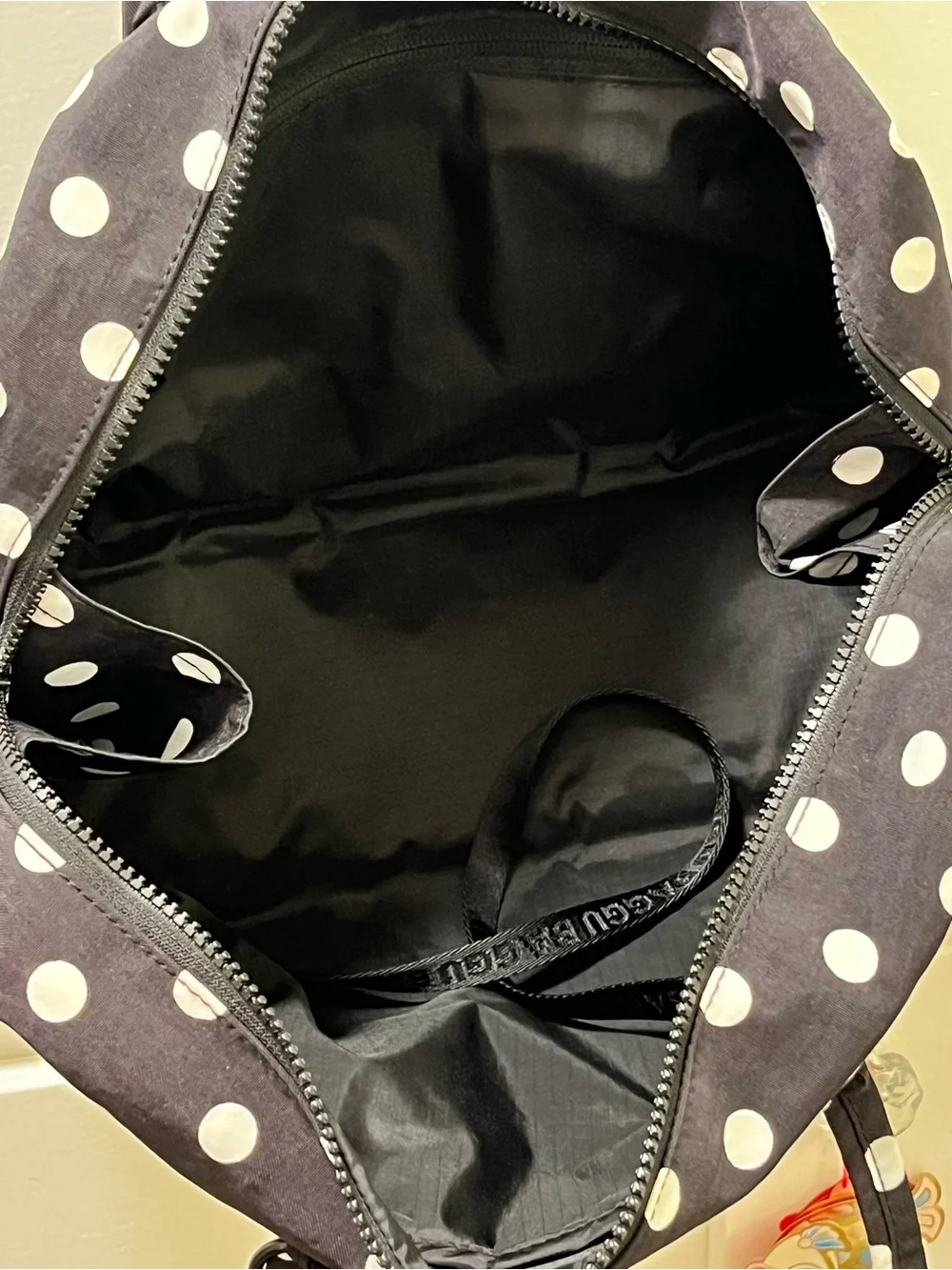 UO Exclusive Baggu Medium Bowler Bag B&W Polka Dots